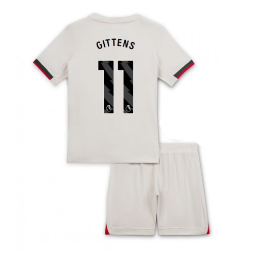 Stroje piłkarskie Chelsea Jamie Gittens #11 Koszulka Wyjazdowej dla dzieci 2025-26 Krótki Rękaw (+ szorty)